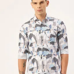 Integriti Slim Fit Printed Pure Cotton Casual Shirt-image-67