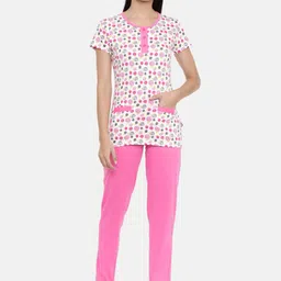 zebu Women White & Pink Printed Night suit-picture-25