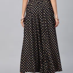 Juniper Women Black & Gold-Toned Printed Flared Palazzos image 3