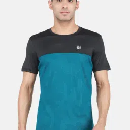 Rock.It Green & Black Regular Fit Colour-Block T-Shirt-image-29