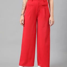 Kotty Red Regular Fit High Rise Trousers-picture-4
