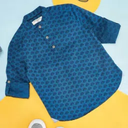 Pantaloons Junior Kids Teal Blue Cotton Printed Full Sleeves Shirt-picture-22