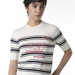 ONLY Typography Printed Striped Pullover Sweater image 3