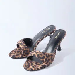 LUNA BLU by Westside Brown Leopard Design Stiletto Heel Sandals image 2