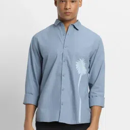 Forever 21 Blue Cotton Regular Fit Printed Shirt-image-21