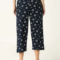 R&B Navy Cotton Floral Print Capris image 4
