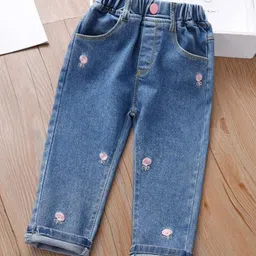 INCLUD Girls Regular Fit Mid-Rise Embroidered Stretchable Jeans-picture-23