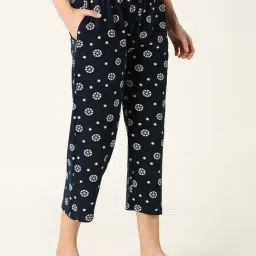 R&B Navy Cotton Floral Print Capris image 5