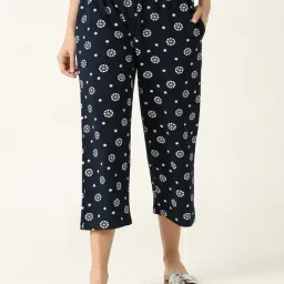 R&B Navy Cotton Floral Print Capris image 3