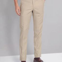 AD by Arvind Light Brown Slim Fit Flat Front Trousers-picture-41