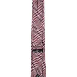The Tie Hub Men Maroon & White Checked Skinny Tie image 5