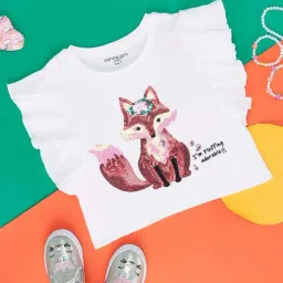 Pantaloons Junior White Cotton Embellished T-Shirt-picture-28