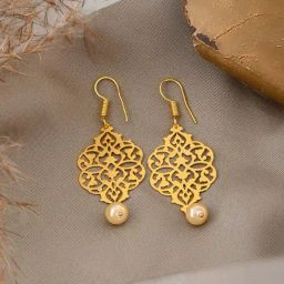 Teejh Daaivi Filigree Golden & Pearl Dangler Earrings-picture-37