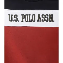 U.S. Polo Assn. Kids Red Color Block Full Sleeves Sweatshirt image 3