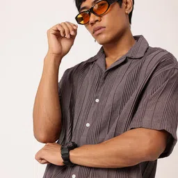 WROGN Unique Touch Pleated Textured Seersucker Oversized Shirt image 3