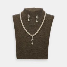 Sri Jagdamba Pearls Silver-Plated Lustrous Pearl Set for Women-picture-10