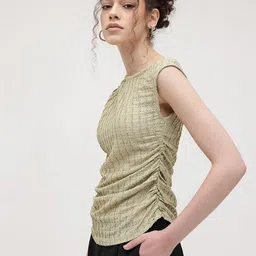 The Roadster Life Co. Ruched Textured Open Weave Knit Top image 5