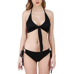 jaanshi Women Black Poly Spandex Tie Knot Bikini Set- (Free Size) image 1