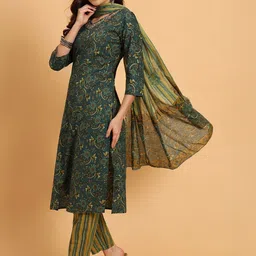 PCH Women Printed Regular Pure Cotton Kurta with Palazzos & With Dupatta image 4