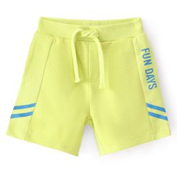 Babyhug Cotton Looper Knit Shorts Text Print - Lime-picture-4