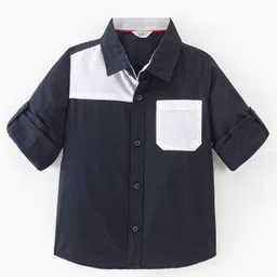 INFINITY Full Sleeves Colour Blocked Shirt - Navy Blue-image-71