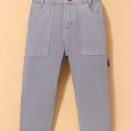 Little Kangaroos 100% Cotton Woven Full Length Denim Jeans with Pockets Solid Colour - Grey-picture-30
