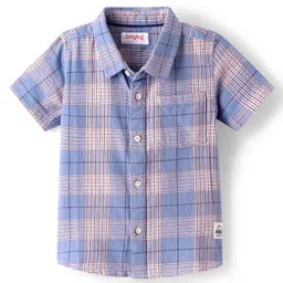 Babyhug 100% Cotton Woven Half Sleeves Checks Shirt- Blue-picture-13