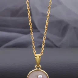 SZN Elegent Set Of 2 Gold-Plated Artificial Beaded Circular Shaped Pendants With Chains image 2