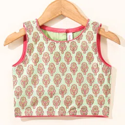 Babyhug Sleeveless Zari Embroidered Lehenga Choli With Dupatta - Fuschia Pink image 3