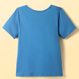 Pine Kids Cotton Knit Half Sleeves Night Suit With Text & Butterfly Print - Blue image 3