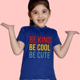 NUSYL Cotton Blend Knit Pack Of 3 Half Sleeves Butterfly & Typography Printed Tees - Sky Blue Beige & Royal Blue image 4