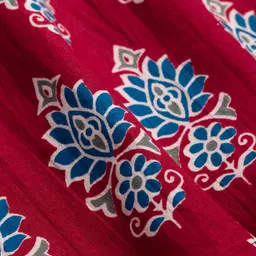 Pine Kids Cotton Woven Mandarin Collar Kurta With Floral Print - Maroon image 4