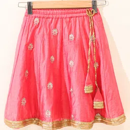Babyhug Sleeveless Zari Embroidered Lehenga Choli With Dupatta - Fuschia Pink image 5