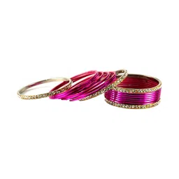 Vidhya Kangan Set Of 16 Gold-Plated Stone-Studded Bangles-image-22