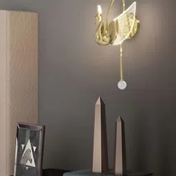 SHRI MAHAL ANTIQUES Gold-Toned Metal Traditional Wall Lamp With Bulb Pack of 1 image 2