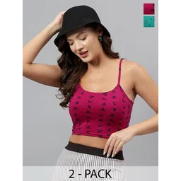 DIAZ Pack of 2 Graphic Printed Sleeveless Cotton Crop Camisole Top-picture-15