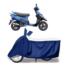 Auto Pearl Two Wheeler Cover for TVS Scooty Pep Plus BS6 - White, Blue-picture-23