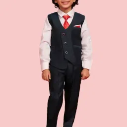 AJ Dezines Kids Navy & White Regular Fit Full Sleeves Shirt Set-image-31