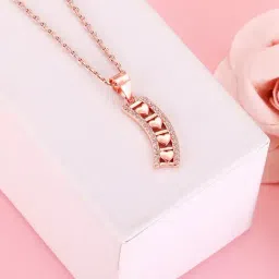 GIVA Love is Everywhere 92.5 Sterling Silver Heart Line Pendant with Link Chain in Rose Gold-Plating-image-61