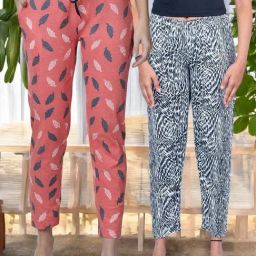 Kryptic White & Orange Cotton Relaxed Fit Printed Lounge Pants - Pack of 2-picture-14