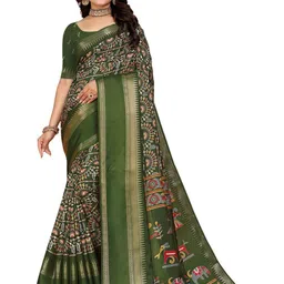 KANOODA Women Warli Printed Woven Design Sarees-image-87