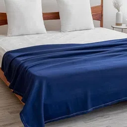 BREVARD Navy Blue 300 GSM AC Room Double Bed Blanket-picture-40