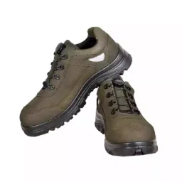 Coffer Safety Steel Toe Safety Shoes PU Sole Low Ankle Olive Genuine Leather Size UK 10, 1336Olive-image-16