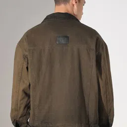 SHOWOFFFF Men Spread Collar Solid Denim Jacket image 5