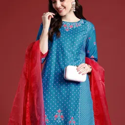 Anouk Women Floral Printed Regular Kurta With Sharara & Dupatta-picture-14