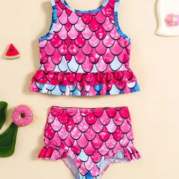 YK Girls Printed Top & Shorts Swim Set image 3
