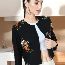 SZN Floral Printed Crop Open Front Shrug-image-35