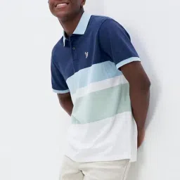 American Eagle Outfitters Navy Regular Fit Striped Polo T-Shirt-picture-38