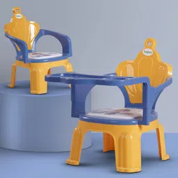 Baybee Emperia Plastic Baby Chair Study Table Chair with Cushion Seat - Yellow-image-1