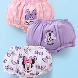 Babyhug Disney Single Jersey Knit Bloomers with Minnie Mouse Graphics Pack of 3 - Pink White & Lavender-picture-15
